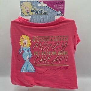 Doggy Parton Look This Cheap! Magenta Pink Graphic T-Shirt Pet Apparel Large